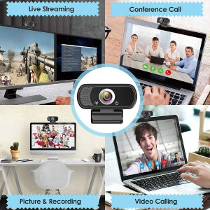 Webcam HD Jfmshop 1080P Web Camera, USB PC Computer Webcam with Microphone, Laptop Desktop Full HD Camera Video Webcam 110 Degree Widescreen, Pro Streaming Webcam for Recording, Calling, Conferencing, Gaming (D10)