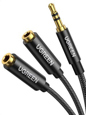 UGREEN Headphone Splitter Cable, 3.5Mm Y Audio Jack Splitter Extension Cable 3.5Mm Male to 2 Port 3.5Mm Female Compatible for Iphone 11/11 Pro / 11 Pro Max, Ipad, PC, Tablets, MP3 Players