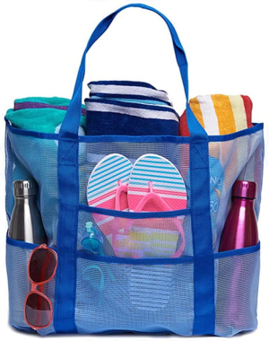 Tuxiaobu Mesh Beach Tote Bag, with Insulated Cooler Compartment and Adjustable Shoulder Strap, Extra Large Pool Picnic Cooler Bag with Zipper Closure, Top Beach Handbag for Unisex