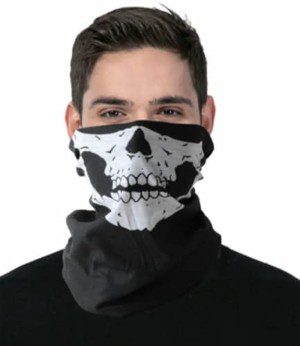 Boutique Retailer Neck Gaiter Skull Jaw Design Tube Bandana Scarf Face Cover Mask, Black/White