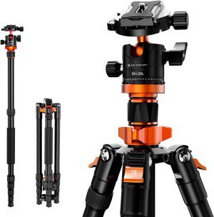 Camera Tripod, K&F Concept 67″ Aluminum Tripod Monopod with 360 Degree Ball Head, 1/4″ Quick Release Plate and Carrying Case for DSLR Canon Nikon Sony -Load Capacity 22 Lbs/10Kg