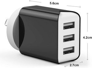 USB Charger 3 Ports USB Wall Plug 15W/3.1A AC Portable AU Mains Power Adapter Charger for Iphone 12/11/XS/XR, Huawei P30 P20, Samsung Galaxy Note S9 Tablette Et Plus