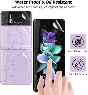 [2SET 8PCS] T Tersely HYDROGEL Screen Protector for Samsung Galaxy Z Flip 4 5G Aqua Flex Extremely Easy to Install, No Bubble, Anti-Shock Soft Protective TPU Film, Support Fingerprint Unlock