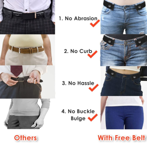 Slowton No Buckle Belt – 4 PCS Adjustable Elastic Buckle Women’S Belt for Trousers and Skirts, Invisible Stretch Waist Belt for Jeans Pants