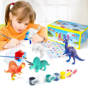 BAODLON Kids Arts Crafts Set Dinosaur Toy Painting Kit – 10 Dinosaur Figurines, Decorate Your Dinosaur, Create a Dino World Painting Toys Gifts for 5, 6, 7, 8 Year Old Boys Kids Girls Toddlers