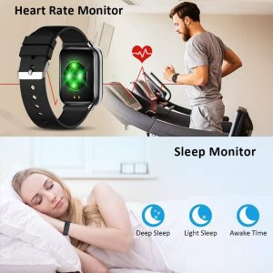 Smart Watch Fitness Tracker 1.69″ Touch Screen Waterproof 24 Sports Modes with Body Temperature Heart Rate Blood Oxygen Monitor Sleep Quality Tracker 15 Days Battery Life Call & APP Message Reminder for Iphone Android Phones