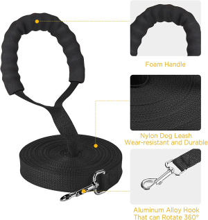 WD&CD Long Lead-Training Leash for Pets, 10 Meters Training Leads for Dogs/Puppy Training,Play,Camping,Extra Long Dog Leash – Black