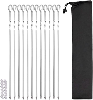 12 Pack Kabob Skewers, Premium Flat Metal BBQ Barbecue Skewer, 17″ Long Stainless Steel Shish Kebob Sticks 0.28” Width Reusable Grilling Skewers Set for Meat Shrimp Chicken Vegetable