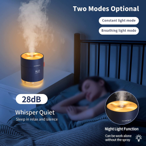 Smartdevil Small Humidifiers, 500Ml Desk Humidifiers, Whisper-Quiet Operation, Night Light Function, Two Spray Modes,Auto Shut-Off for Bedroom, Babies Room, Office, Home (Dark Blue)