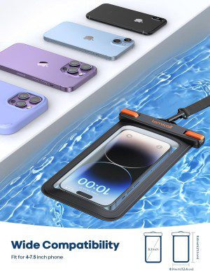 8.3 Inches Large Size Waterproof Phone Pouch Case – [Easy Lock & Heavy Duty] IPX8 Water Proof Cell Phone Dry Bag for Iphone 15 14 13 12 11 XR XS X Pro Max plus Mini, 2 Pcs