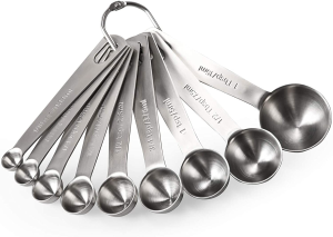 18/8 Stainless Steel Measuring Spoons: U-Taste Metal Measure Spoon Set of 6 Piece: 1/8 TSP, 1/4 TSP, 1/2 TSP, 1 TSP, 1/2 Tbsp & 1 Tbsp Dry and Liquid Ingredients, for Cooking Baking