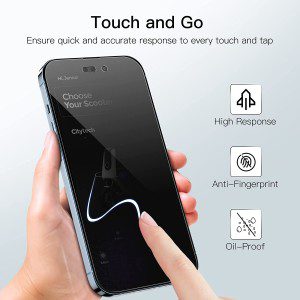 Jetech Privacy Full Coverage Screen Protector for Iphone 14 Pro 6.1-Inch, Anti-Spy Tempered Glass Film, Edge to Edge Protection Case-Friendly, 2-Pack