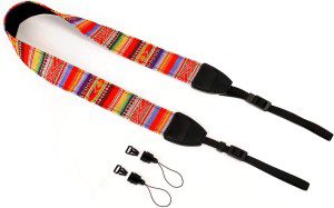 WANBY Camera Strap Canvas Rainbow Neck Shoulder Strap with Quick Release Buckles for DSLR SLR