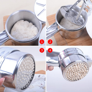 Stainless Steel Potato Ricer Manual Fruit Press Masher Vegetable Strainer Juicer Tool with 3 Ricing Discs