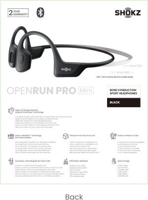 (Mini Size) Shokz Openrun Pro Sports Headphones, Open-Ear Sports Earphones with Mic, Bluetooth Wireless Headset, IP55 Waterproof, Ideal Sports Headphones for Running(Black)