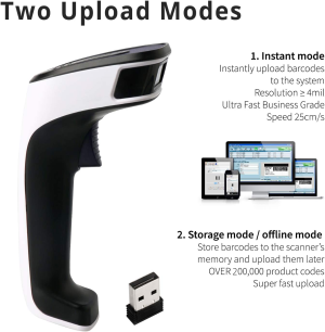 Portable Wireless Bluetooth Barcode Scanner: Scanavenger 3-In-1 Hand Scanners – Cordless, Rechargeable 1D and 2D Scan Gun for Inventory Management – Wireless, Handheld, USB Bar Code / QR Code Reader