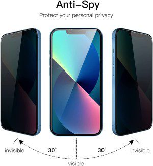 Jetech Privacy Full Coverage Screen Protector for Iphone 13/13 Pro 6.1-Inch, Anti-Spy Tempered Glass Film, Edge to Edge Protection Case-Friendly, 2-Pack