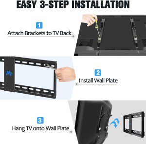 Mounting Dream Tilt TV Wall Mount Bracket for 37-70 Inches Tvs, TV Mount with VESA up to 600X400Mm, Fits 16″, 18″, 24″ Studs and Loading Capacity 132 Lbs, Low Profile and Space Saving MD2268-LK-04