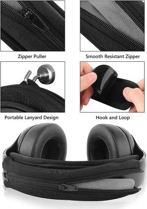 Geekria Hook and Loop Headband Cover + Headband Pad Set/Headband Protector with Zipper/Diy Installation No Tool Needed, Compatible with Bose Beats JBL ATH Hyperx Skullcandy Headphones (Black)