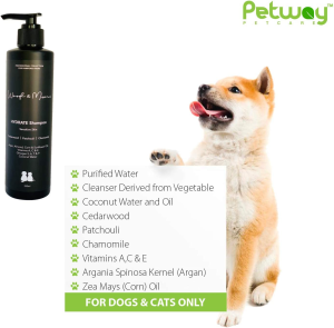 Woof & Meow Premium Range Herbal Scented Hydrate Shampoo for Sensitive Skin | 100% Natural Argan, Almond and Olive Oil | for Dogs, Cats, Kittens, Puppies with Sensitive Skin | 250Ml