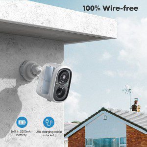 TMEZON 1080P Indoor/Outdoor Security Wireless Camera,Rechargeable Battery/Solar Powered for Home Surveillance, PIR Motion Detection, Stunning Night Vision, Smart Home Supported,Without Solar Panel