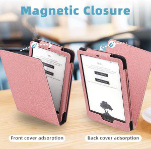 WALNEW Flip Case for 6.8” Kindle Paperwhite 11Th Generation 2021 – Two Hand Straps PU Leather Vertical Multi-Viewing Stand Cover with Auto Wake/Sleep for Kindle Paperwhite 2021 Signature Edition