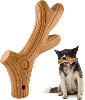 Dog Chew Toy for Aggressive Chewers, Tough Teething Stick with Real Pine Wood Flavor for Small Medium Breeds