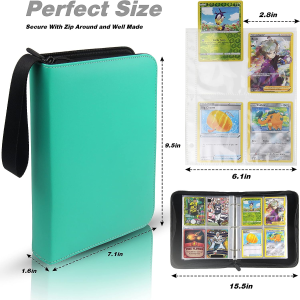 YOZOTI Card Binder for PKMN Trading Cards, 4-Pocket Pages Sleeves 400 Pockets Card Binders Holder Folder Album Book Protectors, Fit for TCG Yugioh MTG Baseball Football Cards