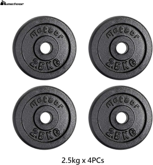 Meteor Essential Cast Iron Weight Plate 25.4Mm Hole, Standard Plate Weightlifting Plate for Dumbbells, Barbell, Weight Lifting, Bench Press