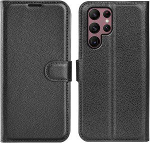 T Tersely Case Cover for Samsung Galaxy S23 Ultra (2023), Premium Protective PU Leather Wallet Case with Card Slots for Samsung Galaxy S23 Ultra 6.8″- Black