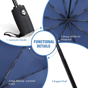 ZOMAKE Compact Travel Umbrella Windproof – Lightweight Folding Umbrella Automatic Open Close (Jewelry Blue)