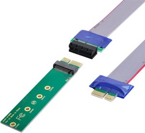 Xiwai NGFF M-Key NVME AHCI SSD to PCI-E 3.0 1X X1 Vertical Adapter with Cable Male to Female Extension