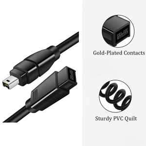 Firewire 800 to 400 9 to 4 Pin Cable (9Pin 4Pin) 1.8M, Tunghey IEEE 1394 Firewire 800 9-Pin/4-Pin Cable for Scanners, Printers, Cameras, DV Camcorders and I-Pods Complies