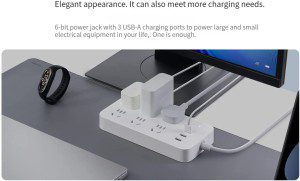 Xiao Mi Power Strip International Travel Powerboard with USB Ports (6 Outlet 3 USB)