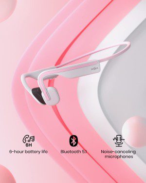 Shokz Openmove Bluetooth Wireless Headphones with Mic, Bone Conduction Wireless Headset with 6H Playtime, IP55 Waterproof Sports Headphones for Running (Himalayan Pink)