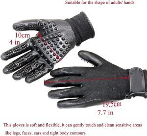 Bestbuy Pet Grooming Gloves – Improved Five Finger Design Rubber Glove Gentle De-Shedding Brushes for Cats, Dogs & Horses (Black)