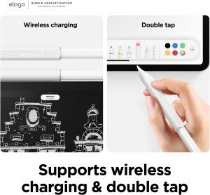 Elago Silicone Grip [2 Pack] Compatible with Apple Pencil 2Nd & 1St Generation, Premium Silicone Holder, Ergonomic Design Sleeve, Compatible with Magnetic Charging & Double Tap (White/Black)