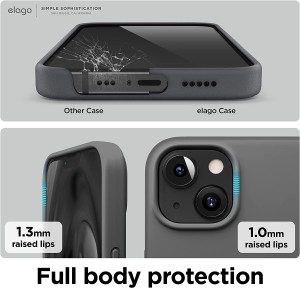 Elago Liquid Silicone Case Compatible with Iphone 13 Case (6.1″), Premium Silicone, Full Body Protection – 3 Layer Shockproof Phone Cover, Anti-Scratch Soft Microfiber Lining (Dark Grey)