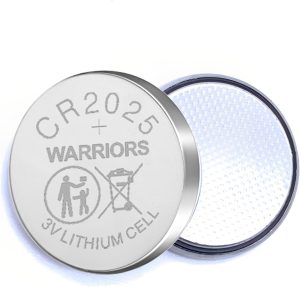 Warriors 2025 CR2025 Coin Button Cell 3V 3 Volt Lithium Batteries 5X Retail Pack Compliant with Coin Battery Safety Standards 2020