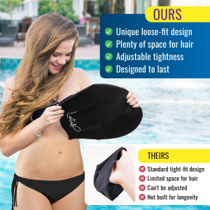 Long Hair Swim Cap | Swimming Caps for Women Men | Extra Large XL Waterproof Silicone | Dreadlocks Braids Afro Hair Extensions Weaves Dry Hair | Durable Adult Swim Hat | Open Water Swimming Pool