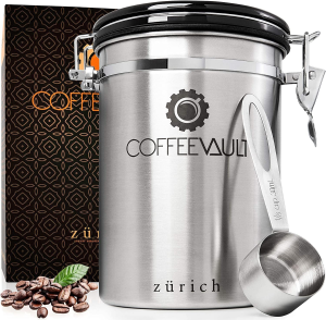 Zurich Coffee Vault Coffee Canister Airtight Freshness Protected. Coffee Canister with Scoop