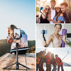 TELESIN Vlog Selfie Stick with Bluetooth Remote Control for Gopro Hero 11/10/9/8/Go Pro Max Camera,Selfie Pole Extendable Monopod with Phone Clip Wireless Remote for Iphone Android Cell Phones Tripod