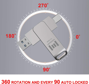 MOSDART 128GB USB C Flash Drive 2 in 1 OTG Dual Type C Thumb Drive 128 GB Thunderbolt 3 Port Memory Stick Metal Rugged Swivel Type-C Jump Drive with Keychain for USB-C Devices