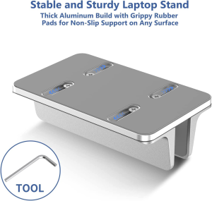 Vertical Laptop Stand, Adjustable Laptop Holder Desktop Dock Mount with Adjustable Dock Size (Up to 17.3 Inches) Compatible with All Macbook/Surface/Lenovo/Dell/Gaming Laptops (Silver)