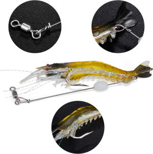 WANBY Fishing Shrimp Lures Artificial Silicone Soft Bait Set Luminous Swimbait Shrimp Fishing Lure with Hooks Fishing Tackle Freshwater/Saltwater