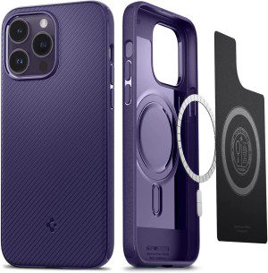 SPIGEN Mag Armor (Magfit) Case Designed for Apple Iphone 14 Pro Max (2022)[6.7-Inch] Mag Safe Compatible Magnetic Ring Cover – Navy Blue