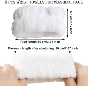 Taicols 8 Pcs Spa Wrist Washband Microfiber Wrist Wash Towel Band Wristbands, Absorbent Wristbands, Wrist Sweatband, Face Washing Wristbands for Women Girls Prevent Liquid from Spilling down Your Arms