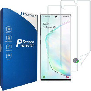 T Tersely Screen Protector for Samsung Galaxy Note 10+ / 5G, [2 Pack] Full Cover Support Fingerprint Unlock, HYDROGEL Aqua Screen Protector Curved for Samsung Note 10 plus (Pro) [Case Friendly]