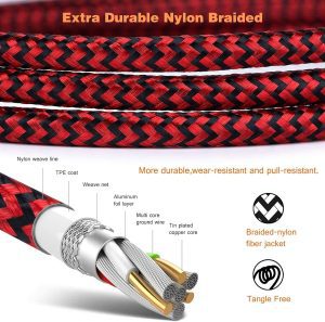 （2Pack ）Micro USB Cable 15Ft/5M, Extra Long Braided Andorid Charging Cords, Abetcabe 2Pack Colorful Micro USB to USB 2.0 for Android/Windows/Ps4/Samsung Galaxy S7 S6 plus S8 S9 S10 plus Note 8 9, LG G8 G7 V40 V20 V30, Gopro Hero 7 6 5, Moto,Nokia,Htc (Black Black)