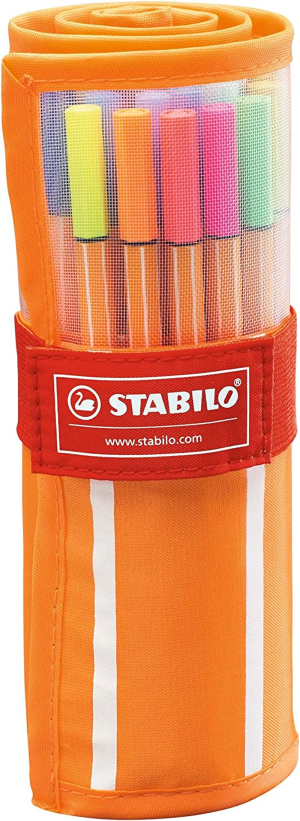 STABILO Point 88 Fineliner – Wallet of 15 Assorted Colours Incl 5 Neon Colours